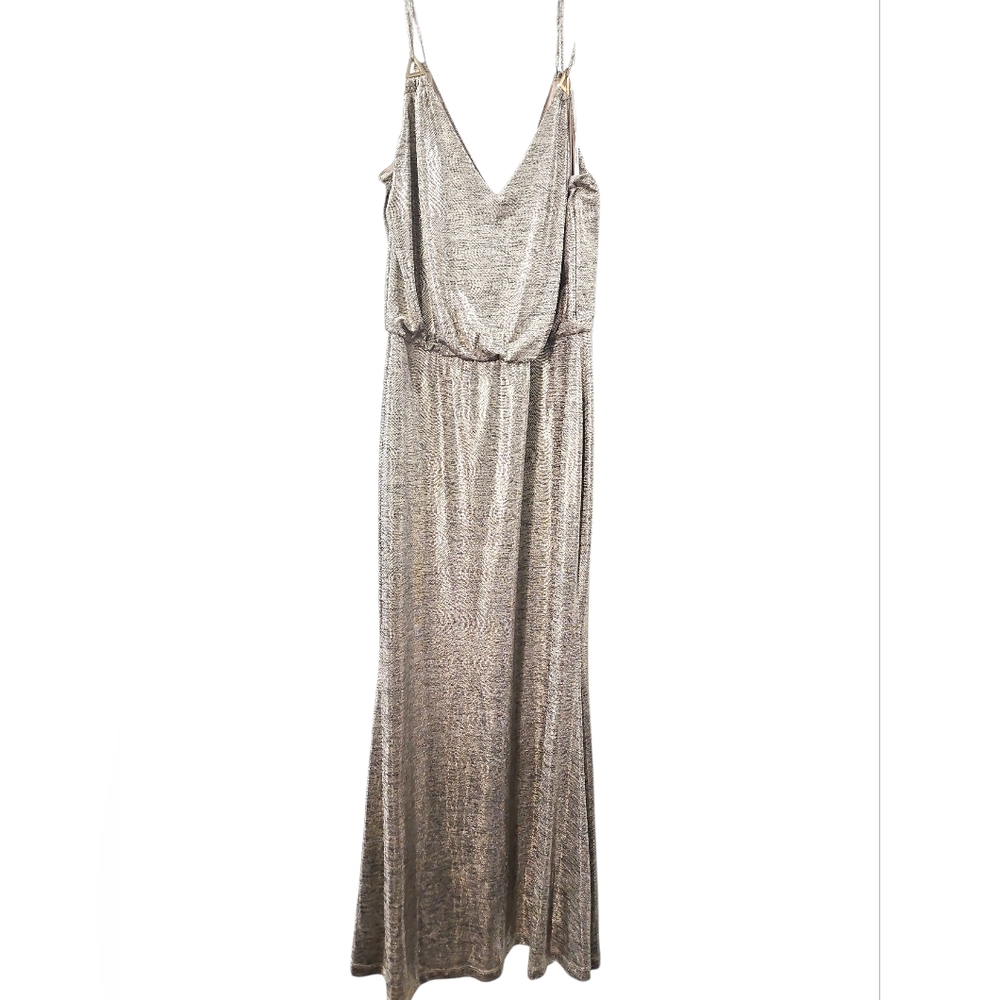 Calvin Klein Metallic Gold V-Neck Maxi Gown